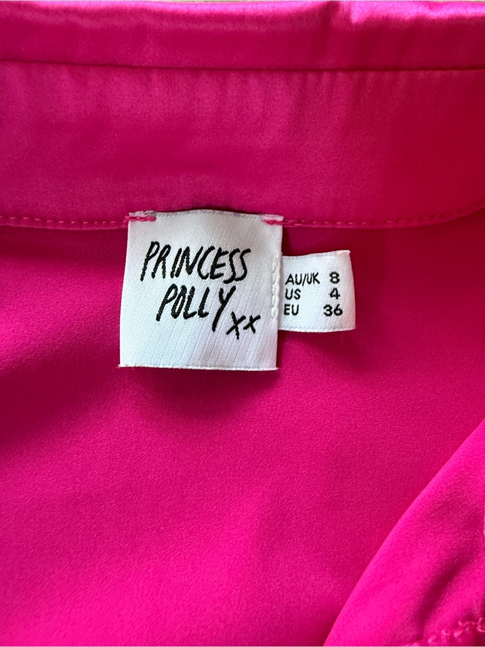 Princess Polly Fuchsia Satin Long-Sleeve Mini Dress - Picture 2 of 6